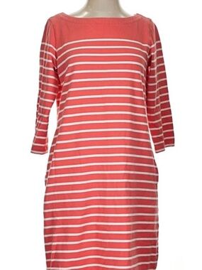 L.L. Bean Coral and White Striped Boatneck Knit Dress